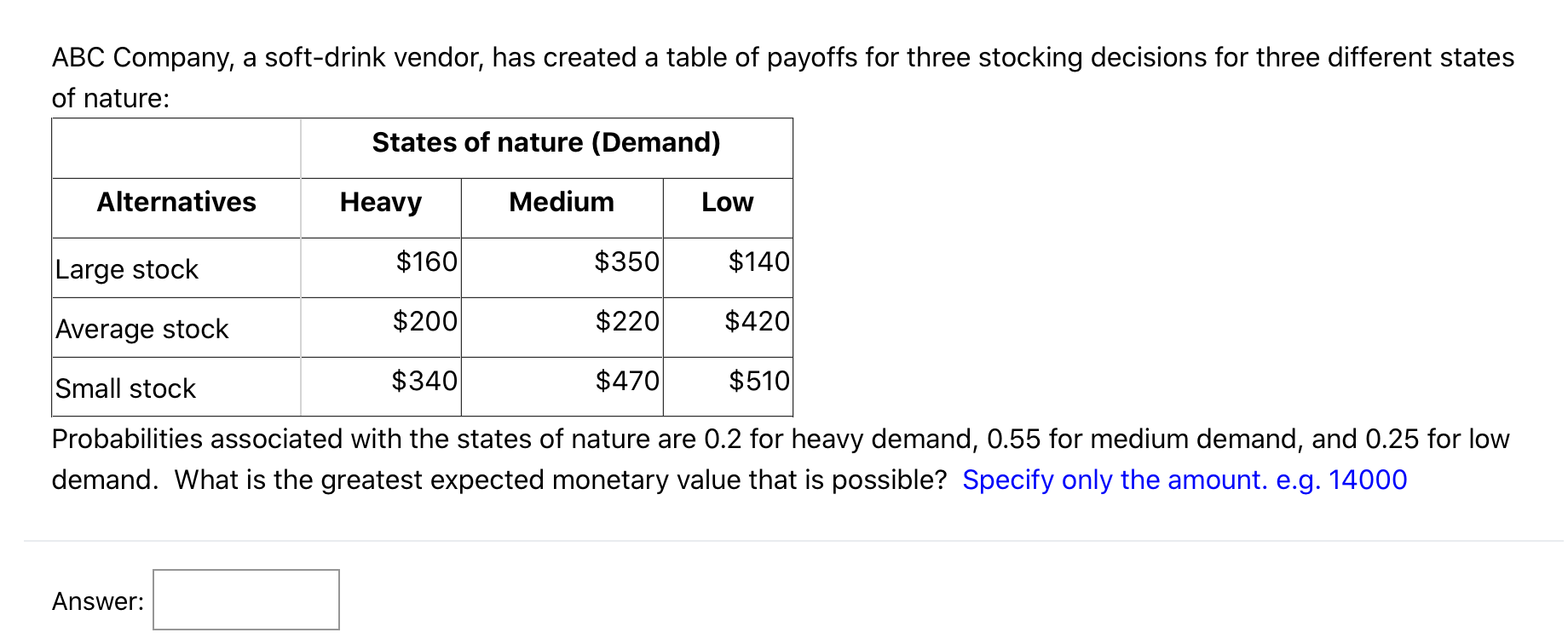 ABC Company, a soft-drink vendor, has created a