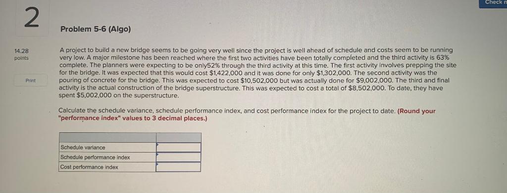 Check in 2 Problem 5-6 (Algo) 14.28 points A