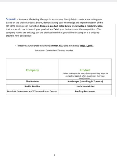 Sales and Marketing Scenario - You are a