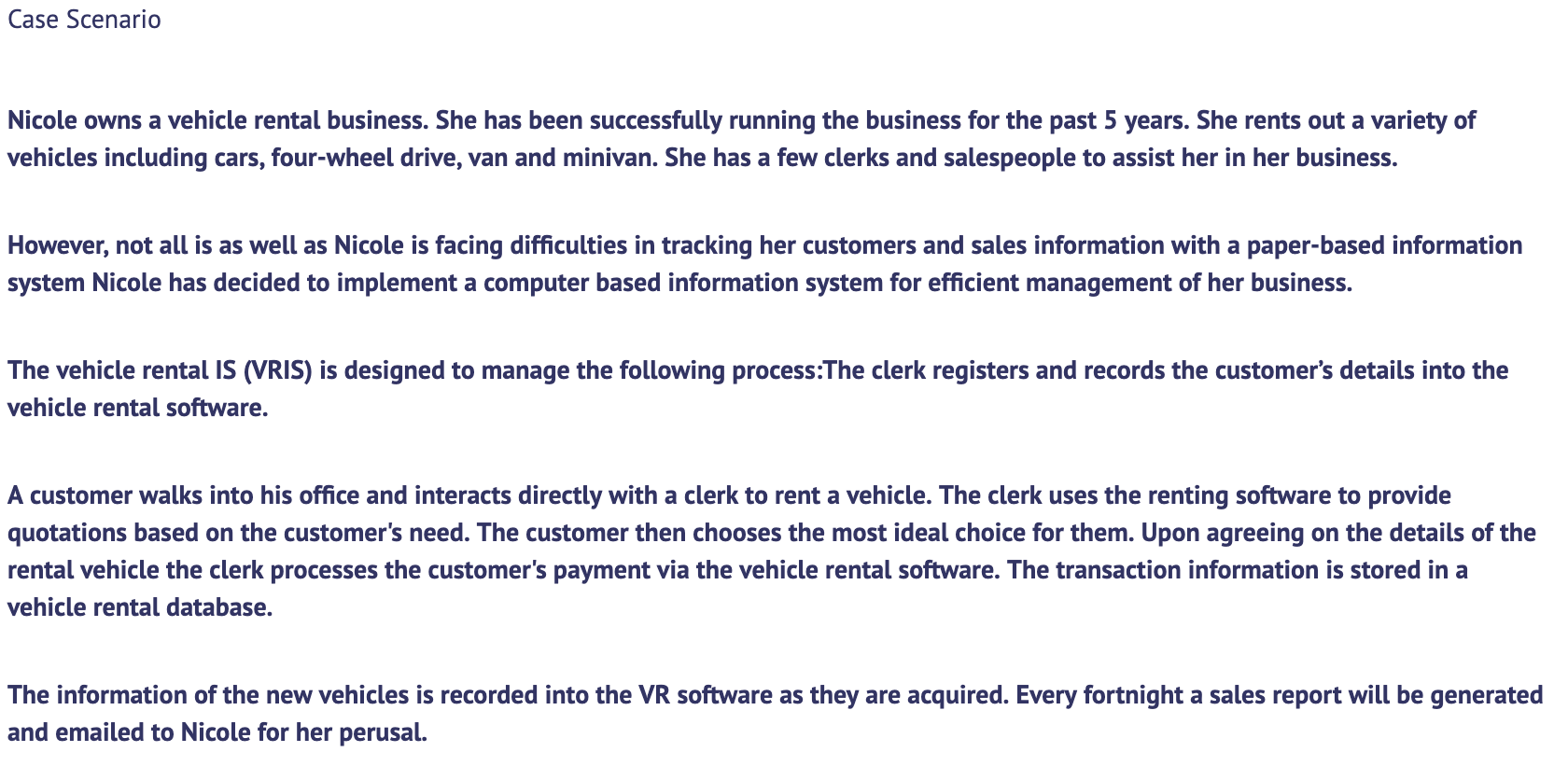 Step 1 - Title: Purpose: User: Function: