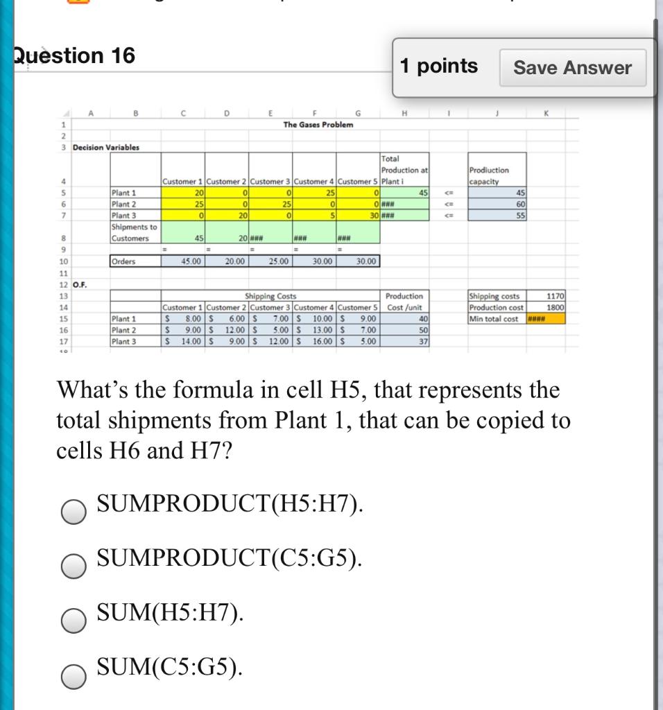 Question 16 1 points Save Answer B D E H G The