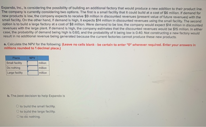 Expando, Inc., is considering the possibility of