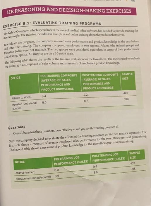 HR REASONING AND DECISION-MAKING EXERCISES