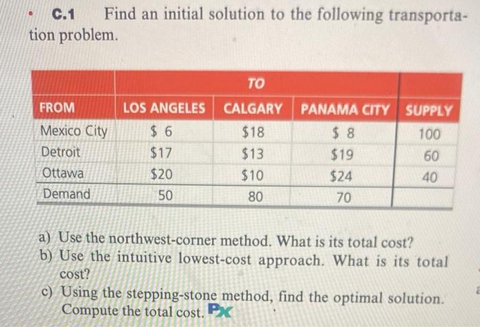 Module C, Question 1, Part c (Hint: for an