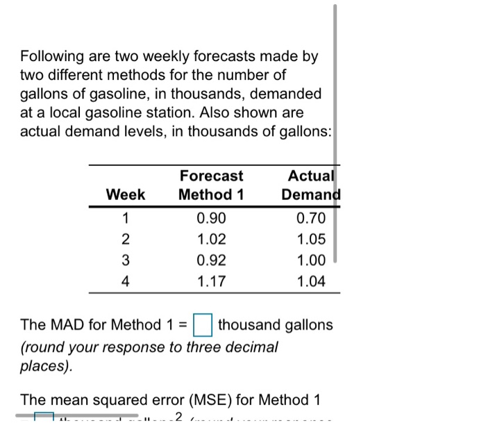 Following are two weekly forecasts made by two