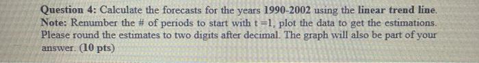 Question 4: Calculate the forecasts for the years
