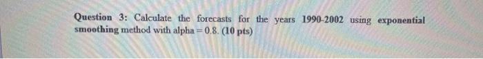 Question 4: Calculate the forecasts for the years