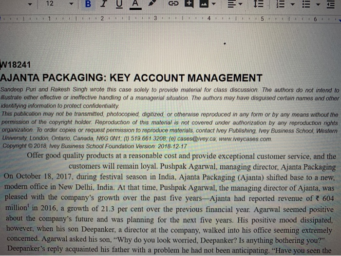 Ajanta Packaging case study Case Questions-1 (1)