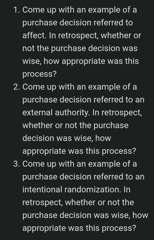 please give me a unique and strong answer. 1.