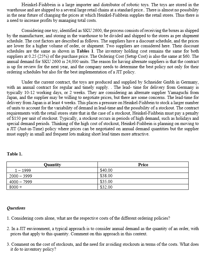 Heinkel-Fishbein is a large importer and