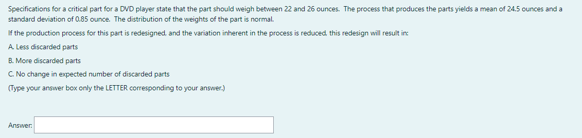 36. Specifications for a critical part for a DVD