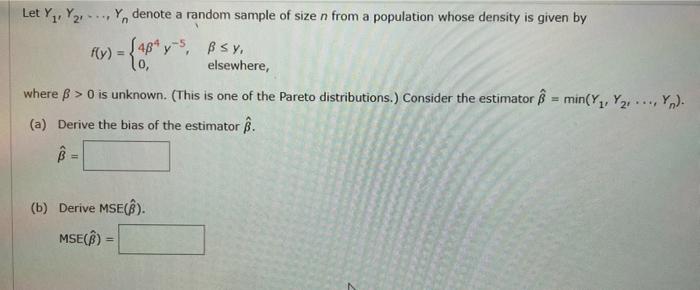Let Y.Y2, ..., denote a random sample of size n
