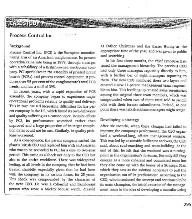 CASE STUDY Process Control Inc. Background as