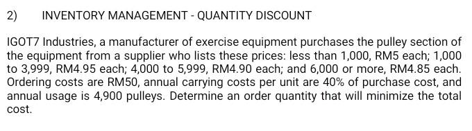 amswer all question 1) INVENTORY MANAGEMENT -