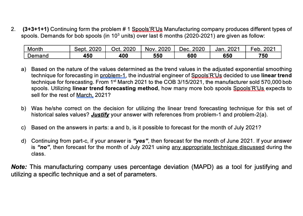 2. (3+3+1+1) Continuing form the problem # 1