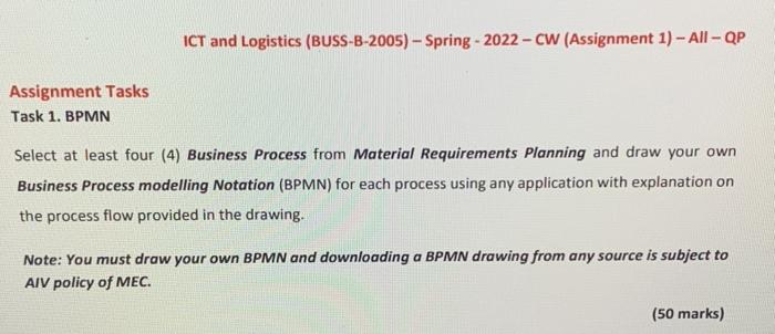 ICT and Logistics (BUSS-B-2005) - Spring - 2022 -