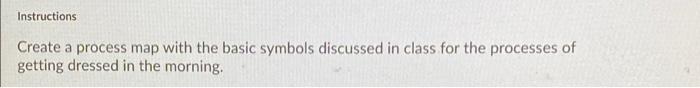 Instructions Create a process map with the basic