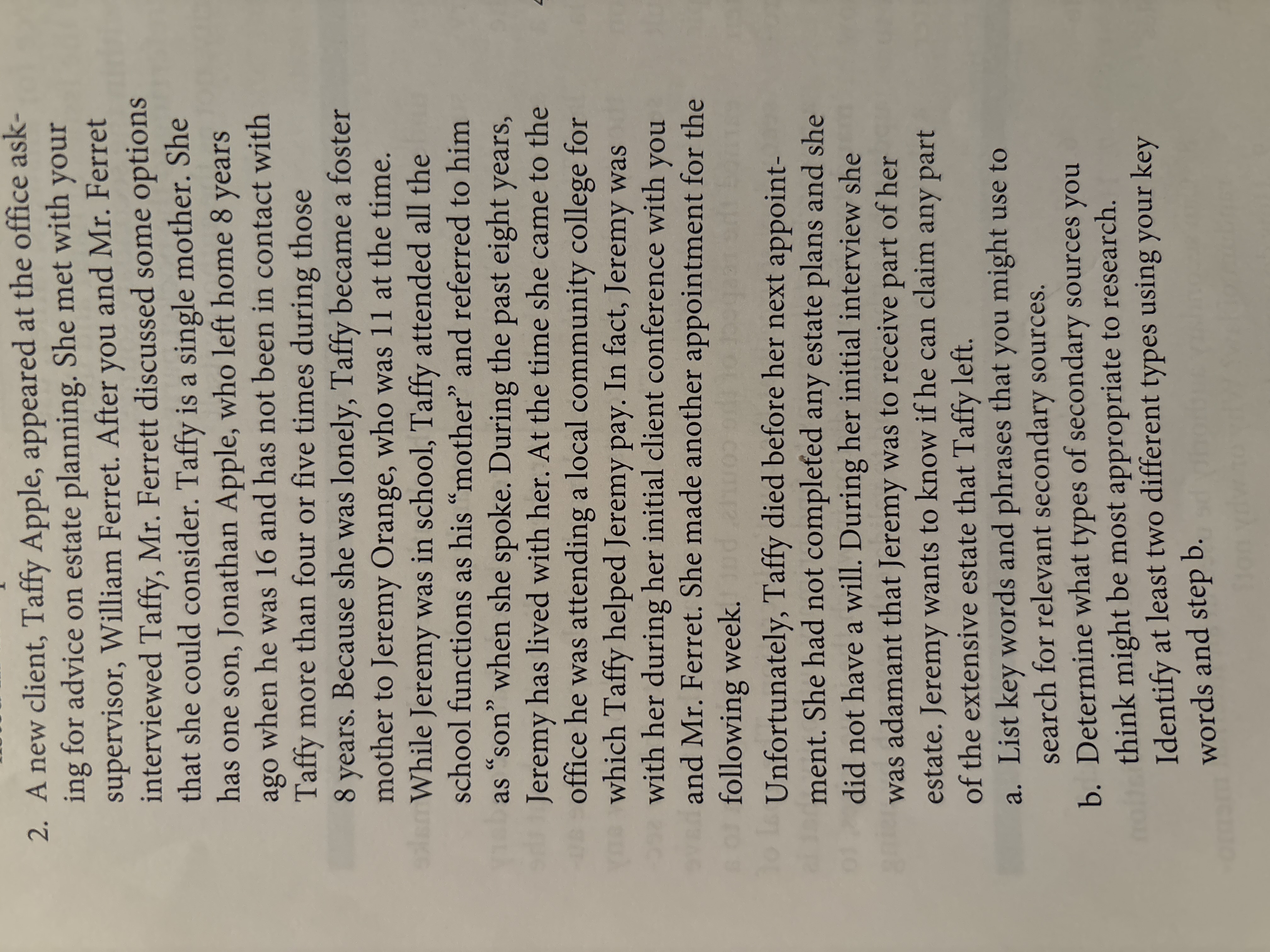 2. A new client, Taffy Apple, appeared at the