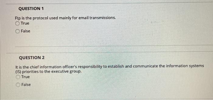 QUESTION 1 Ftp is the protocol used mainly for