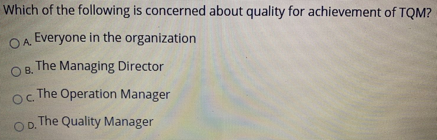Which of the following is concerned about quality