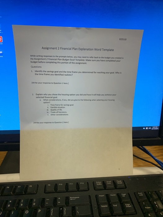 200875115 1 F10 11 le P Enter ECO110 Assignment 2