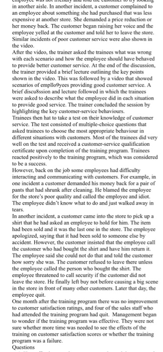 Case Study - The Customer Service Training