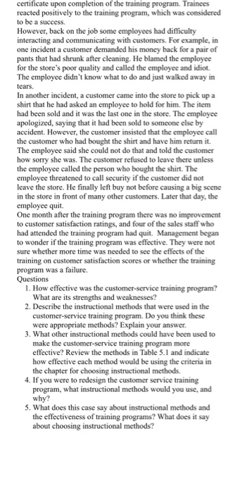 Case Study - The Customer Service Training