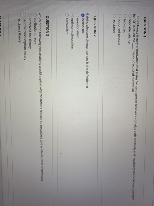 QUESTION 1 The midrange theory of motivation that