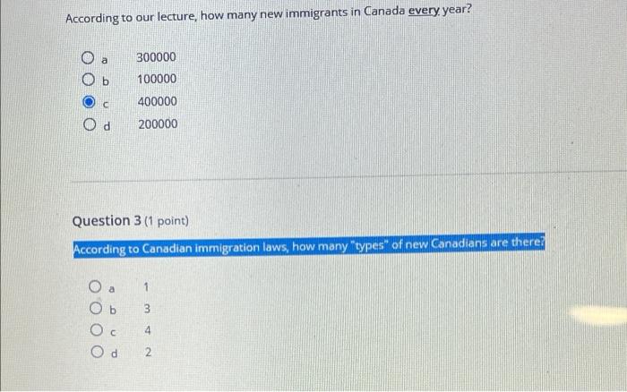According to our lecture, how many new immigrants