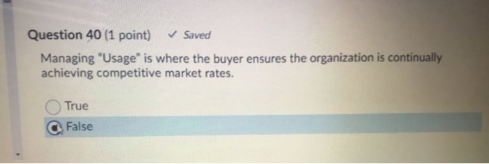 Question 40 (1 point) Saved Managing "Usage" is