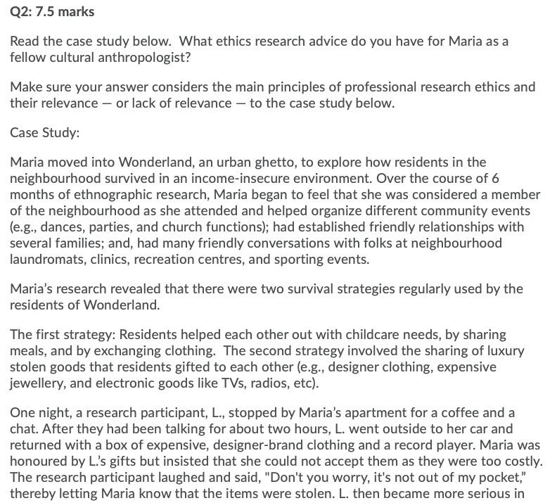 Q2: 7.5 marks Read the case study below. What