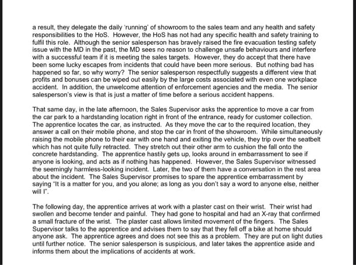 Task 3: Accident reporting Within a workplace