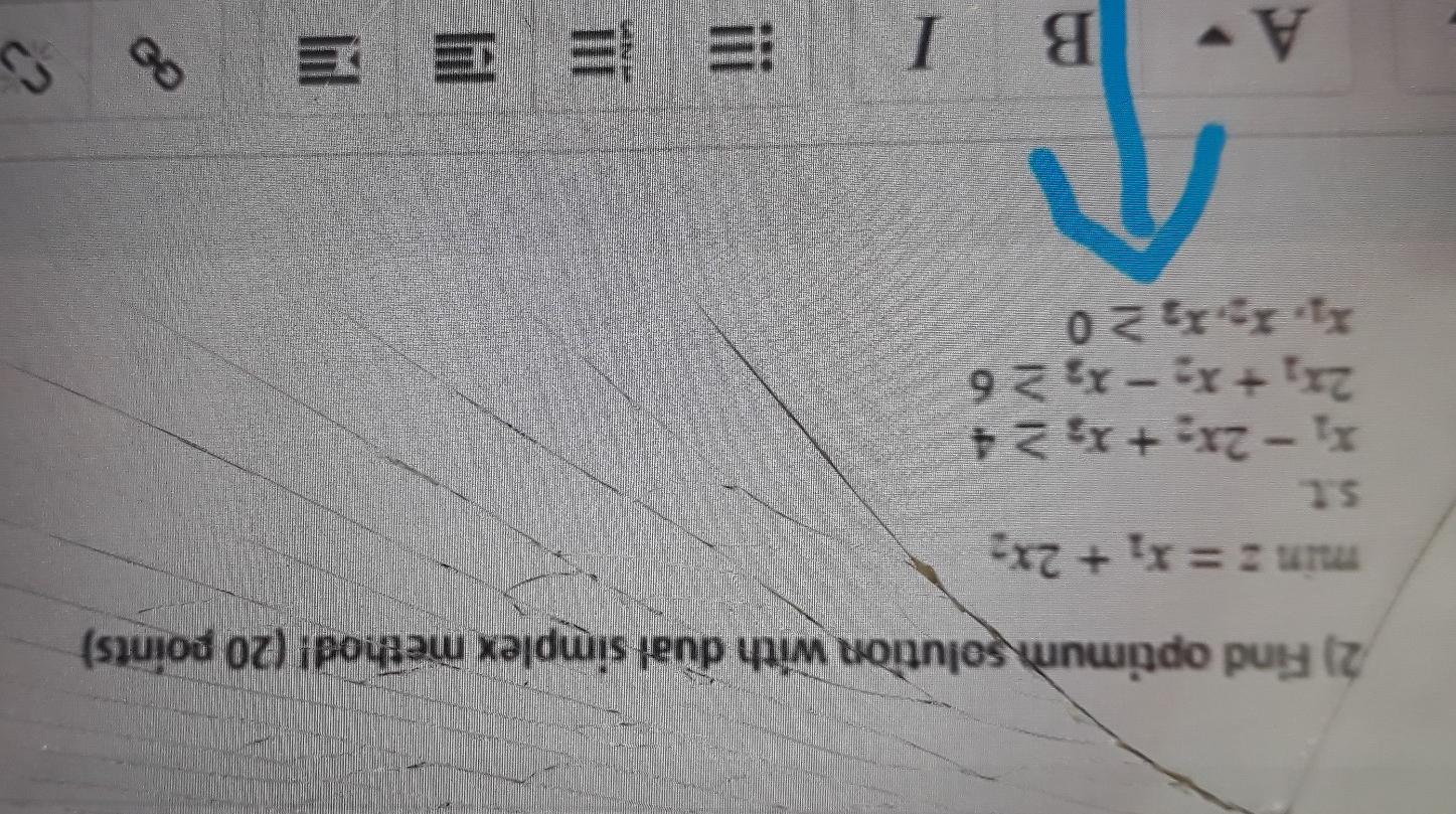 2) Find optimum solution with dual simplex