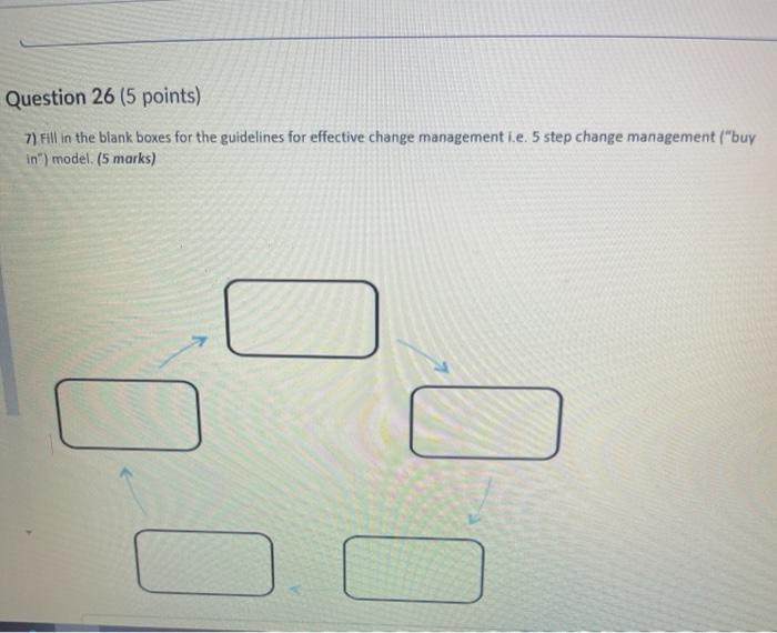 Question 26 (5 points) 7) Fill in the blank boxes