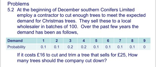 Problems 5.2 At the beginning of December