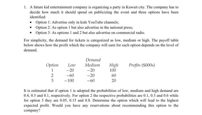 1. A future kid entertainment company is