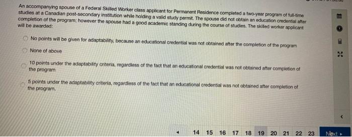 An accompanying spouse of a Federal Skilled