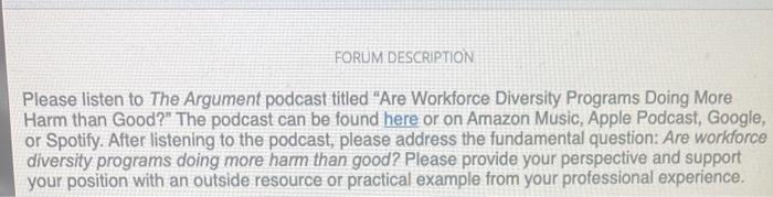 FORUM DESCRIPTION Please listen to The Argument
