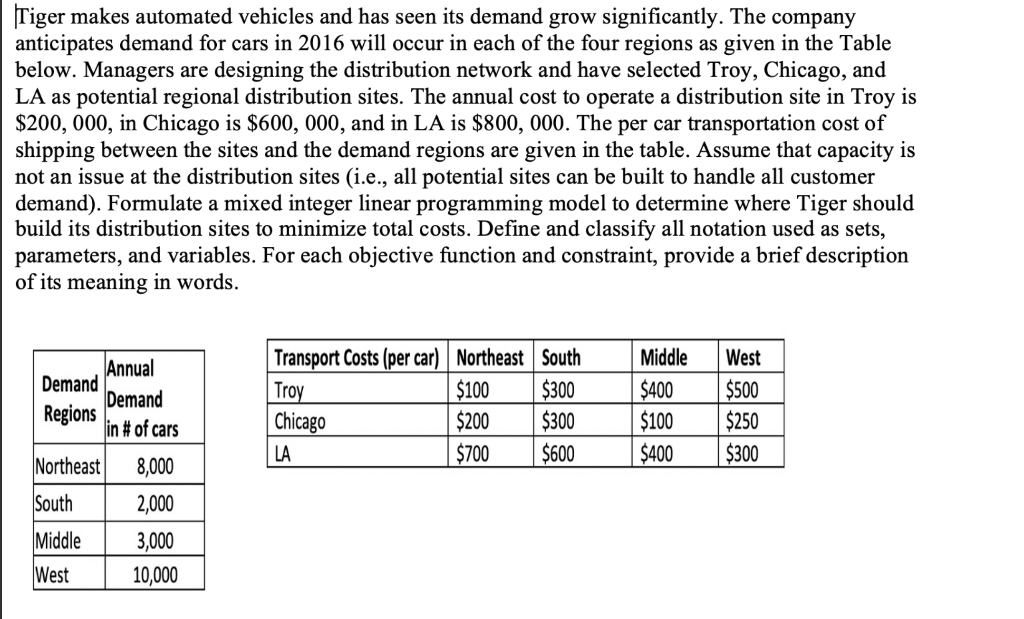 Solve by hand not using excel: The problem is