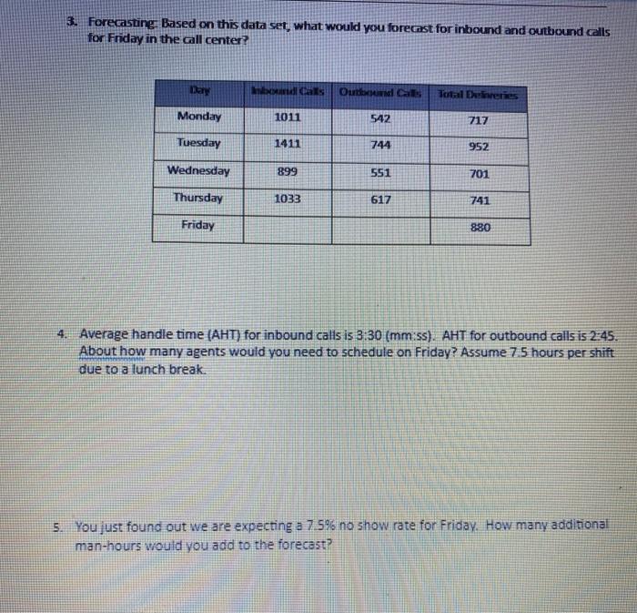 3. Forecasting Based on this data set, what would