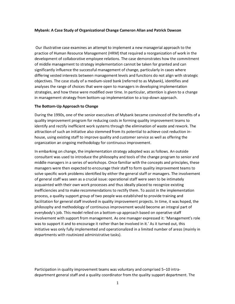 Questions 1 With reference to the case study,