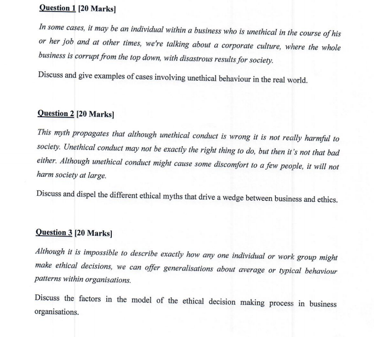 Question 1 (20 Marks) In some cases, it may be an