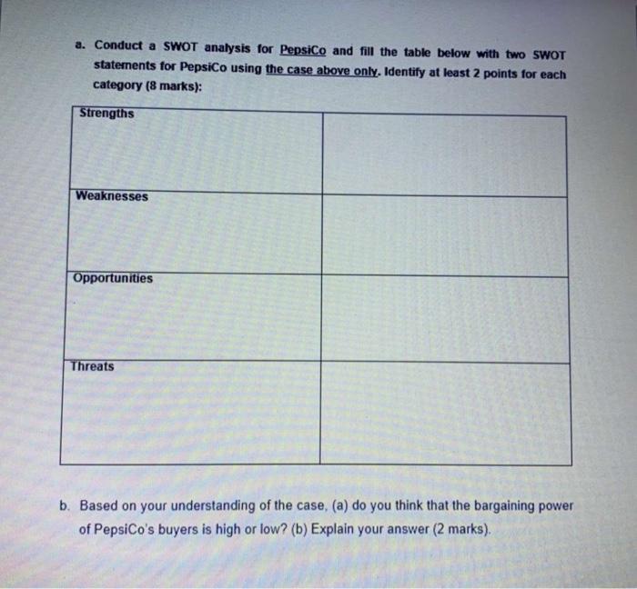 Question 2: Read the below case and fill in the