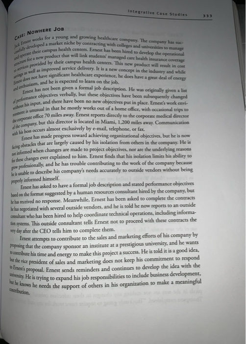 blicies or programs 2. Nowhere Job case: Write a