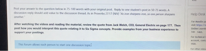 Help Desk Post your answer to the question below