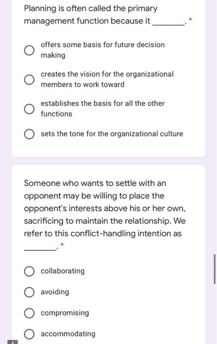 Planning is often called the primary management