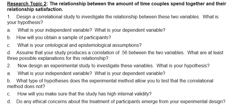 Research design exercise a. C. Working together