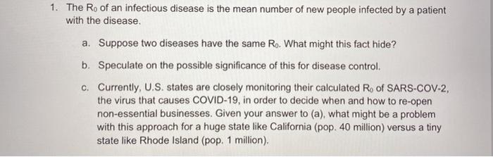I need help on this problem. Thank you 1. The Ro
