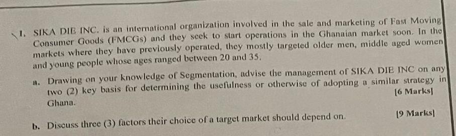 1. SIKA DIE INC. is an international organization