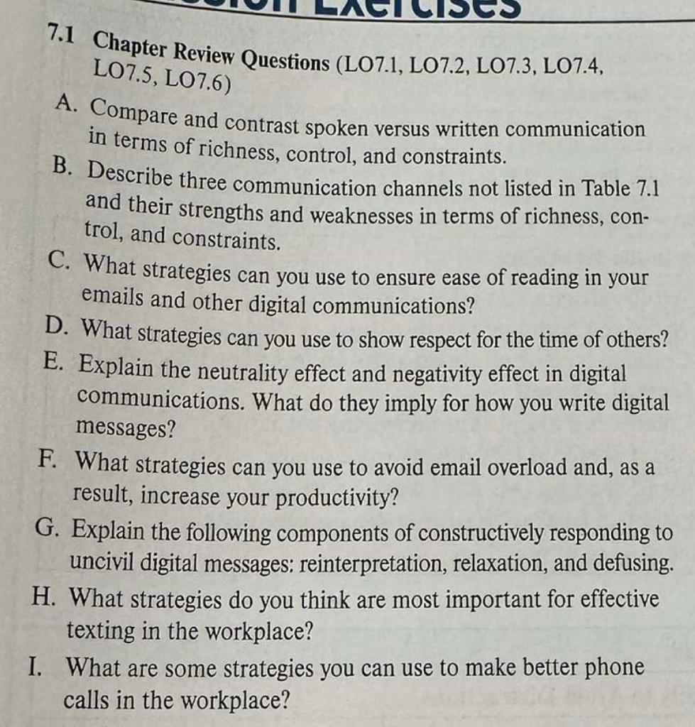 7.1 Chapter Review Questions (LO7.1, LO7.2,